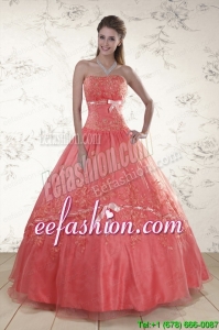 Watermelon Sweetheart Appliques Sweet 16 Dresses for 2015