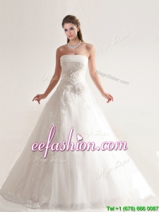 Artistic A-line Wedding Dresses with Hand Crafted and Appliques