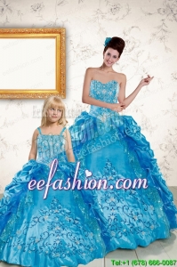 Elegant Sweetheart Embroidery Princesita Dress in Blue