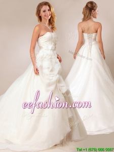 Lovely Princess Bowknot and Ruffled Wedding Dresses with Court Train