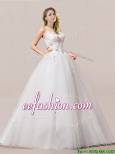 Luxurious Ball Gown Beaded and Applique Wedding Dresses with Strapless