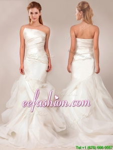 Modest Mermaid Asymmetrical Wedding Dresses with Ruffles Layers