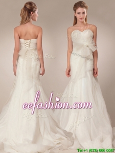 The brand new style Mermind Wedding Dresses with Bowknot and Ruchin