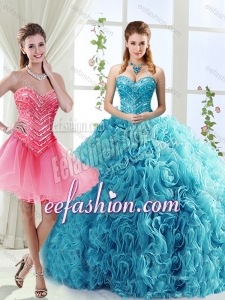 Classical Big Puffy Beaded Detachable Sweet 16 Dresses in Rolling Flower