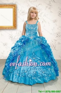 Luxurious Ruffles and Pick Ups Little Girl Pageant Dress in Blue