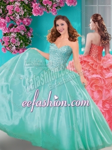Discount Really Puffy Beaded and Ruffled Puffy Quinceanera Gowns with Floor Length