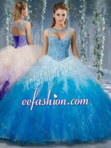 Exclusive Beaded and Ruffled Organza Quinceanera Gown in Gradient Color