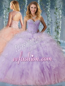 Exclusive Beaded and Ruffled Quinceanera Dress with Detachable Straps
