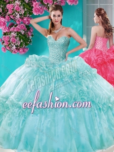 Exquisite Beaded and Pick Ups Quinceanera Gown with Really Puffy