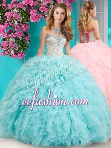 Feminine Really Puffy Floor Length Fashionable Quinceanera Dresses with Beading and Ruffles