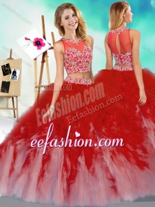 New Style Two Piece Scoop Quinceanera Dress with Beading and Ruffles
