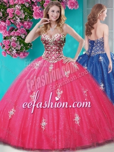 Romantic Beaded and Appliques Tulle Fashionable Quinceanera Dresses with Really Puffy