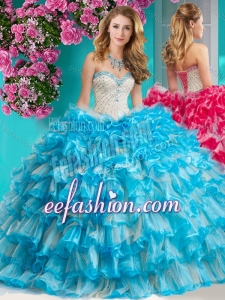 Romantic Beaded and Ruffled Layers Fashionable Quinceanera Dresses with Really Puffy