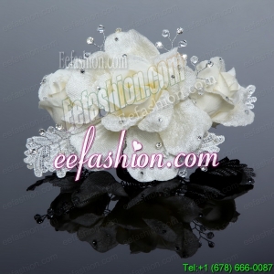 2014 Cute Lace Rhinestone Pearl White Fascinators