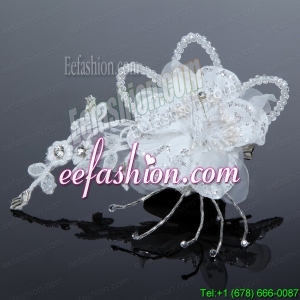2014 White Pearl Lace and Feather Tulle Fascinators