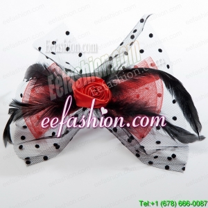 Cheap Tulle Black Feather Flower Hairpin for Wedding