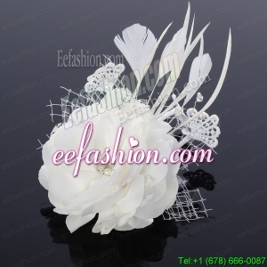 Cheap White Feather and Tulle Fascinators with Pearl