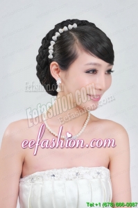 Beautiful Alloy With Pearls Wedding Jewelry Set Including Necklace Earrings And Headpiece