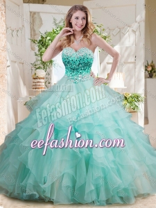 Elegant Floor Length Big Puffy Quinceanera Gowns with Beading and Ruffles Layers
