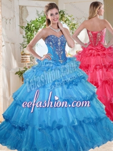 Elegant Puffy Skirt Beaded and Ruffled Layers Fashionable Quinceanera Dresses