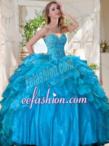 New Arrivals Beaded Bodice and Ruffled Fashionable Quinceanera Dresses in Tulle
