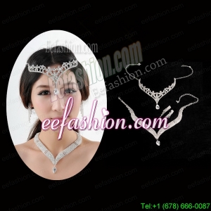 Princess Rhinestone Jewelry Set Including Necklace Tiara And Earrings