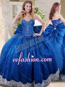 Wonderful Beaded and Applique Big Puffy Fashionable Quinceanera Dresses with Bowknot