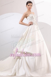 A-Line Sweetheart Taffeta Embroidery and Beading Wedding Dress