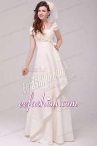 A-line Strapless Hand Made Flowers and Beading Wedding Dress