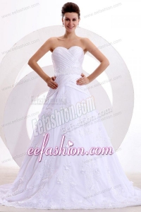 Brand New A-line Sweetheart Appliques and Ruche Wedding Dress