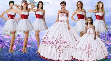 Elegant Wine Red and White Quinceanera Dress and Cute Spaghetti Straps Mini Quinceanera Dress and Cheap White Short Dama