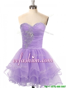 Hot Sale Organza Lace Up Beaded Prom Dress in Lavender