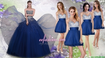 New Arrivals Beaded Tulle Quinceanera Package and Exquisite V Neck Sequined Dama Dresses