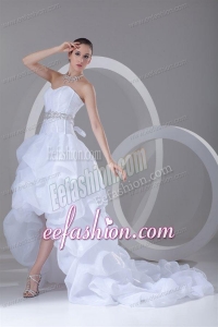 A-line Sweetheart High-low Beading Pick-ups Wedding Dress