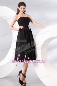 Black Sweetheart Beading and Ruching Empire Prom Dress