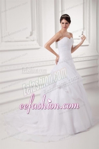 Court Train Elegant A-line Sweetheart Wedding Dress with Pick-ups