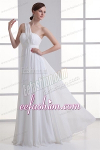Empire One Shoulder Ruching Floor-length Chiffon Wedding Dress