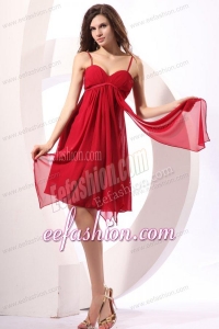 Empire Wine Red Ruching Chiffon Knee-length Prom Dress