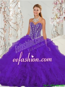 Exquisite and Popular Purple Sweet 16 Dresses with Beading and Ruffles