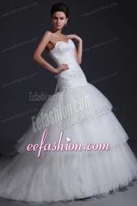 Mermaid Sweetheart Appliques Decorate Bodice Tulle Wedding Dress