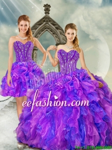 New Style and Exquisite Blue and Lavender Dresses for Quince with Beading and Ruffles