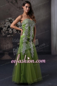 Olive Green Column Prom Dress with Sweetheart Beading