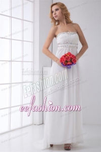 Pretty Empire Strapless Wedding Dress with Beading Ankle-length
