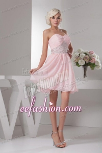 Sweet Empire Sweetheart Pink Mini-length Beading Chiffon Prom Dress