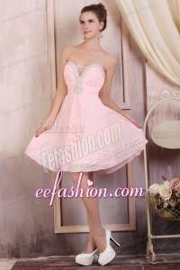 Baby Pink Empire Sweetheart Short Prom Dress with Beading