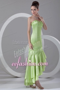 Column Sweetheart High-low Taffeta Beading Spring Green Prom Dress