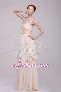 Empire Strapless Champagne Ruching Chiffon Floor-length Prom Dress