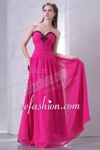 Hot Pink Empire Sweetheart Prom Dress with Beading