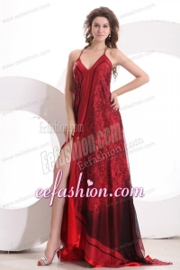 Sexy Empire Halter Floor-length Tulle Criss Cross Red Ruching Prom Dress