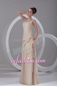 Simple Empire Champagne Square Chiffon Ruffles Prom Dress with Side Zipper
